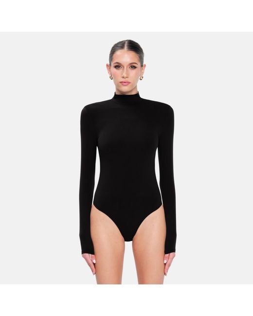 OW Collection Black Lexi Turtleneck Bodysuit