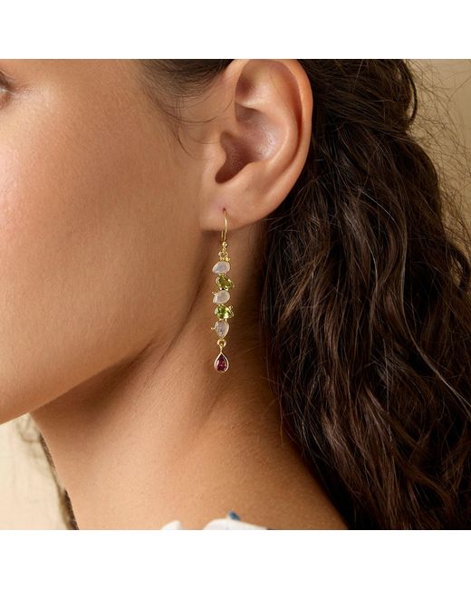 Isla Silver Metallic Peridot, Moonstone & Tourmaline Vermeil Drop Earrings