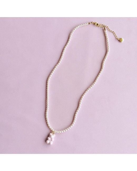 POPORCELAIN Metallic Sweet Porcelain Gummy Bear Swarovski Pearl Necklace