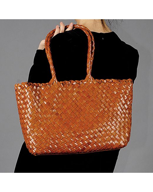 Rimini Brown Woven Leather Handbag 'amadea'