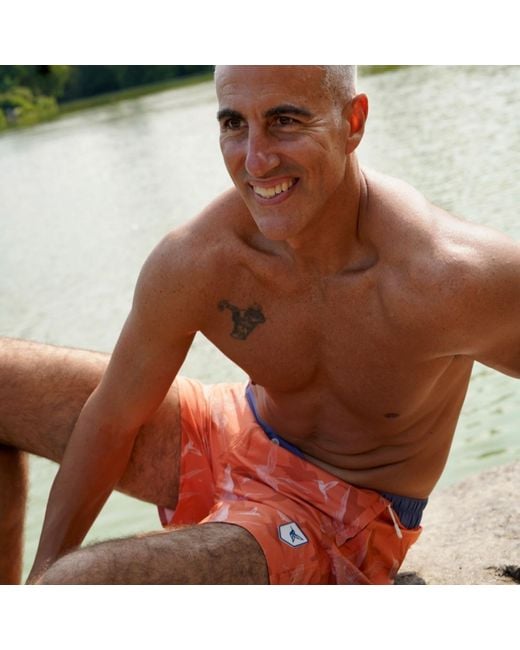 Live Kolibri Orange Luxury Swim Trunks for men