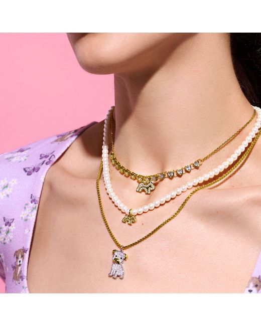 Cloud Haven Metallic Faux-Pearl Logo Pendant Necklace