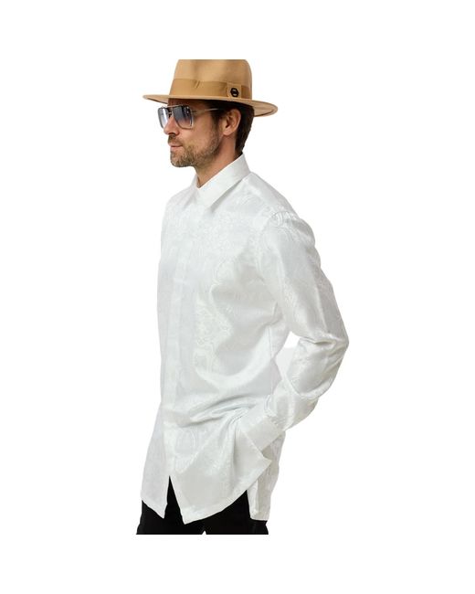 DAVID WEJ White Kensington Floral Jacquard Tunic Shirt for men