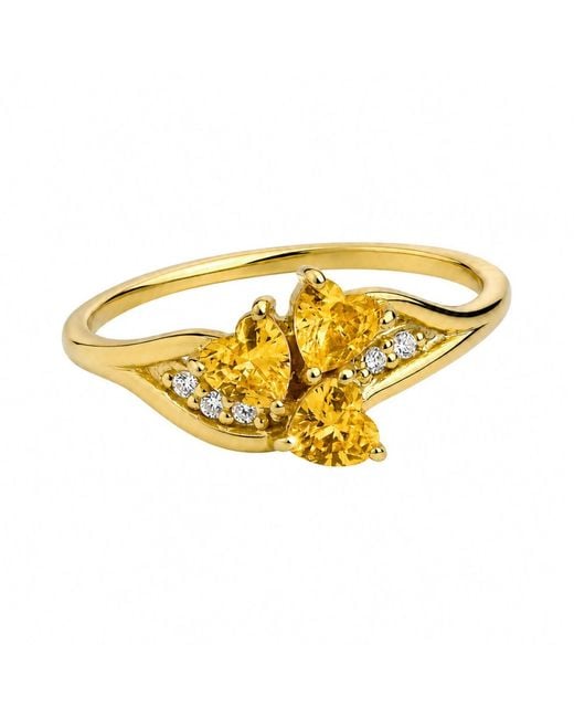 Belinda Jewelz Yellow Citrine Triple Heart Cluster Birthstone Ring