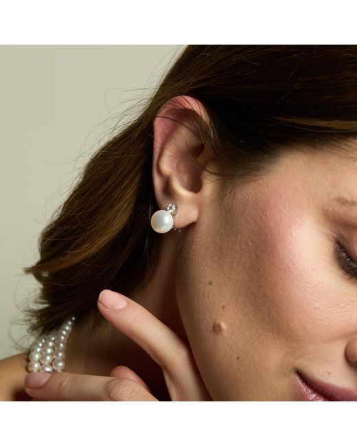 Pearls of the Orient Online White Stella Cultured Freshwater Pearl & Cubic Zirconia Stud Earrings Set