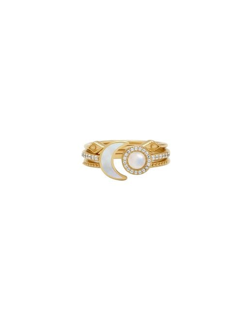 Karma and Luck Metallic Lunar Brilliance Moonstone Moon Ring