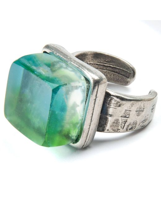 Smart Glass Jewelry Green Recycled Glass Mosaic Cube Ring Confetti