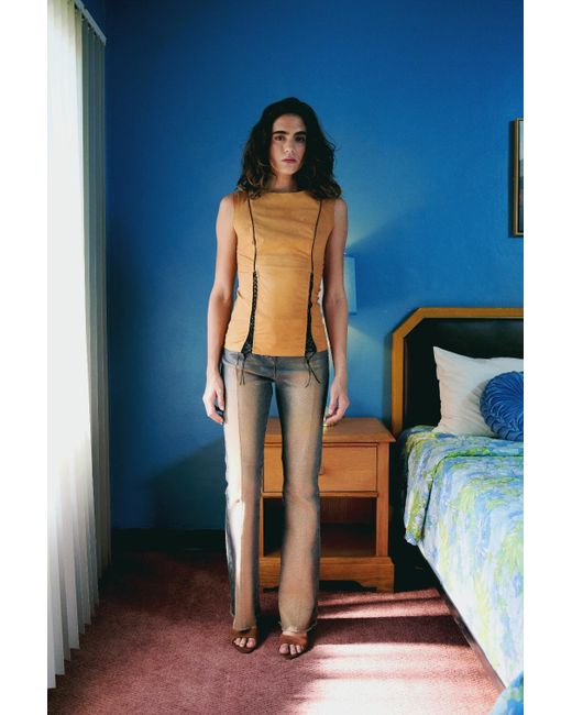 Pcfg Metallic Cotton Top With Slit Detail