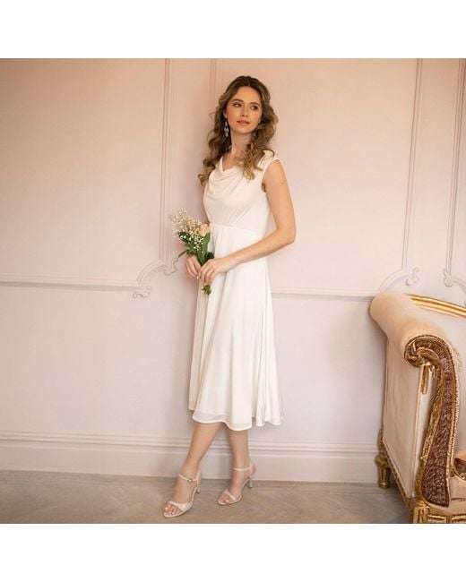 Alie Street London White Darcie Cowl Neck Dress