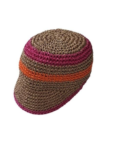 Springmoonatelier Red Handmade Raffia Crochet Sun Hat –