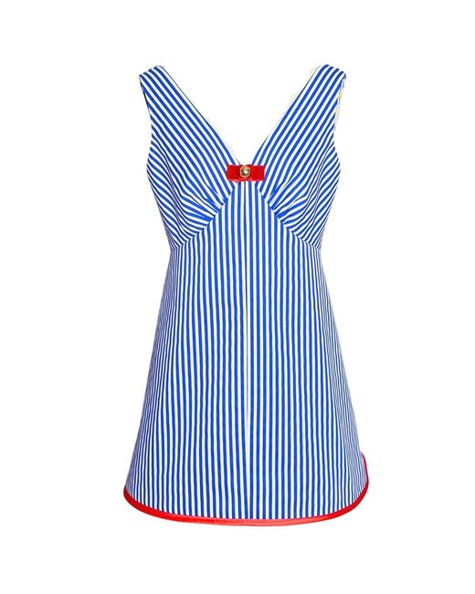 Couture to Your Door Blue And Stripped Nautical Mod Dress