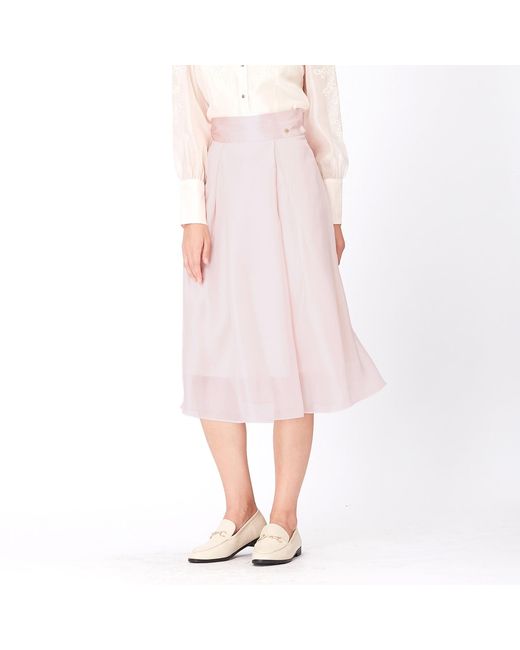 Smart and Joy Pink Neutrals Flared Organza And Satin Skirt