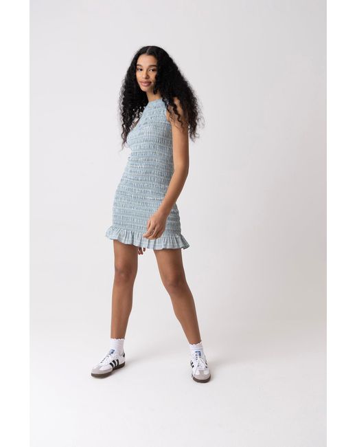Amy Lynn Green Poppy Lurex Mint Check Mini Dress
