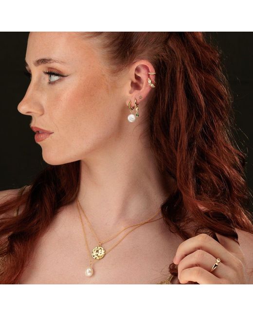 Scream Pretty Metallic Emerald & Baroque Pearl Charm Hoop Earrings