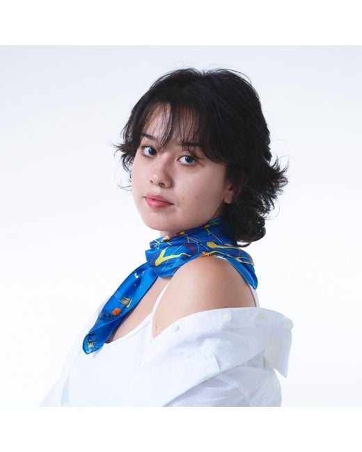 Lilia Munn Blue Mulberry Silk Scarf–
