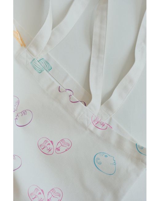 Lost Pattern White Eggheads Cotton Tote Bag