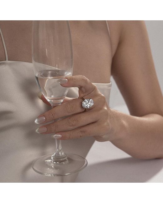 Diamonbliss Metallic Ten Carats Oval Cut Solitaire Cocktail Ring
