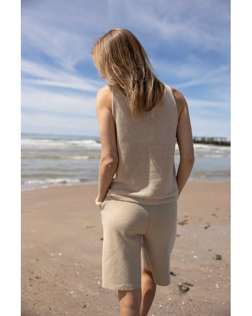 SALANIDA Natural Neutrals Mare 100% Linen Tank Top Sand