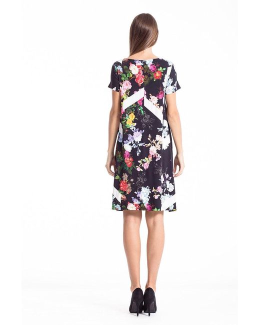 Conquista Black A Line Floral Dress