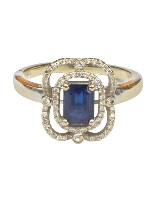 Simon Kemp Jewellers Metallic Fourteen Carat Sold Sapphire And Diamonds Art Deco Ring