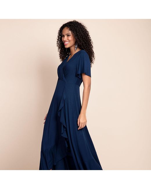 Alie Street London Blue Petite Waterfall Midi Dress