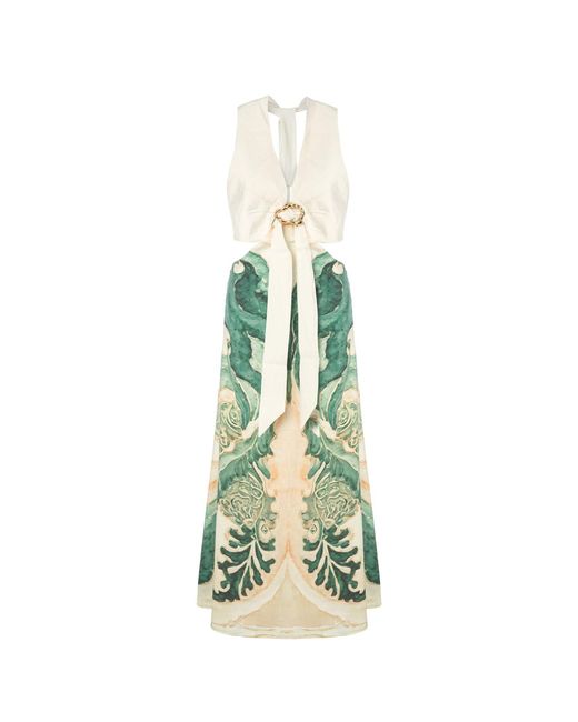 Women & Women Green Neutrals Functional Dress With Elysian Pattern