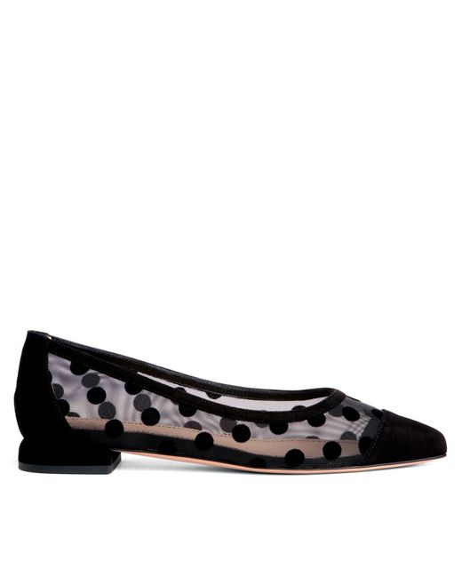 Beautiisoles by Robyn Shreiber Made in Italy Black Blake Polka Dots Mesh Work Valentine Evening Comfortable Sexy Flat Ballerina