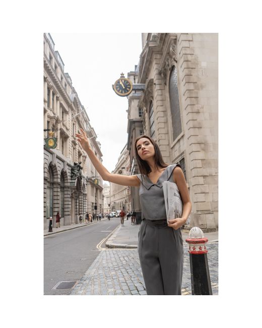 Femponiq Gray Viscose & Cupro Blend Pants
