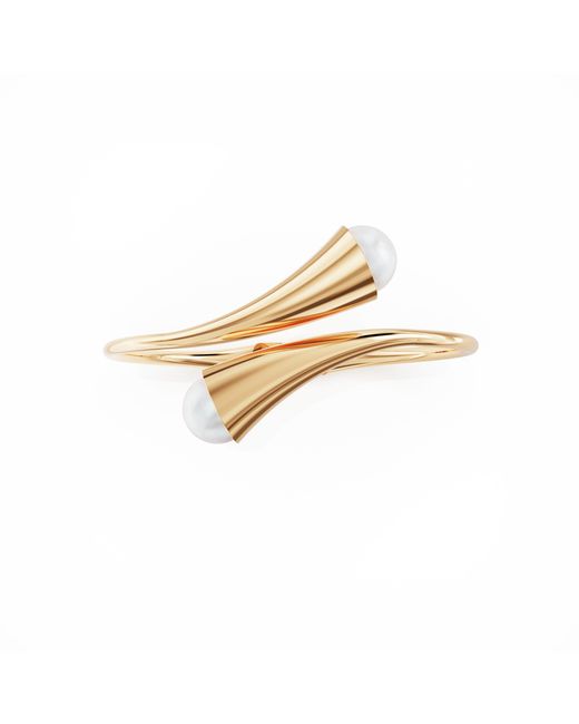 Linda Fiore Metallic Bella Vermeil Bangle With Freshwater Pearls