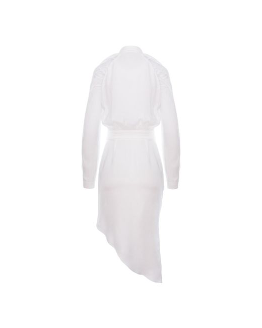 AVENUE No.29 White Raglan Sleeve Shirt Dress With Side Gathering