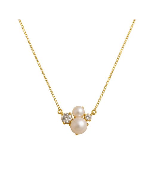 Lily Flo Jewellery Metallic Aurora Diamond & Pearl Cluster Necklace