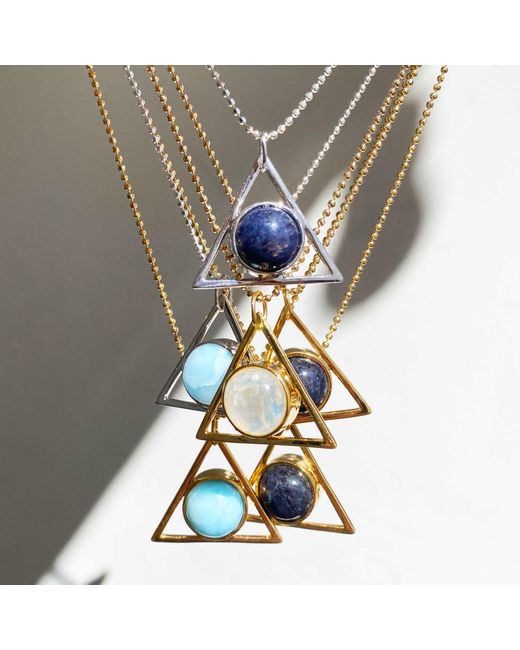 Glamrocks Jewelry Blue Two Faced Double Sided Necklace- Adventurine, Moonstone