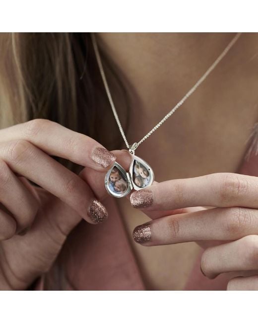 Posh Totty Designs Metallic Sterling Silver Script 'family' Small Droplet Locket Necklace