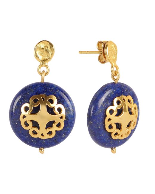 Lila Rasa Blue Lapis Lazuli Earring With Filigree Melange