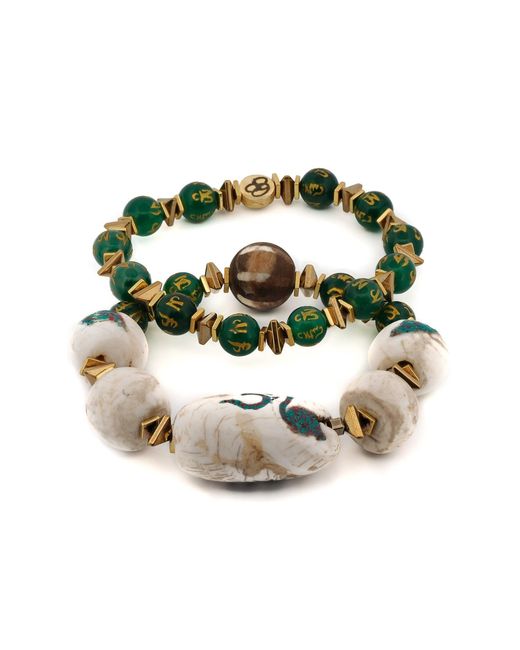 Ebru Jewelry Metallic Tibetan Mantra Yoga Meditation Beaded Bracelet Set