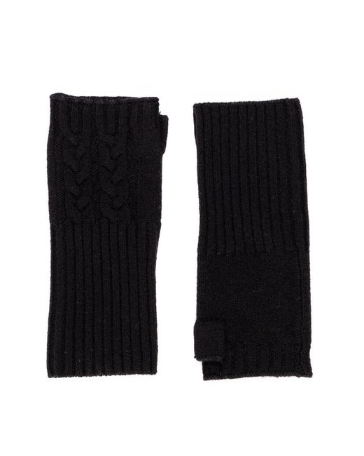 Bel Cashmere Black Cable Mittens
