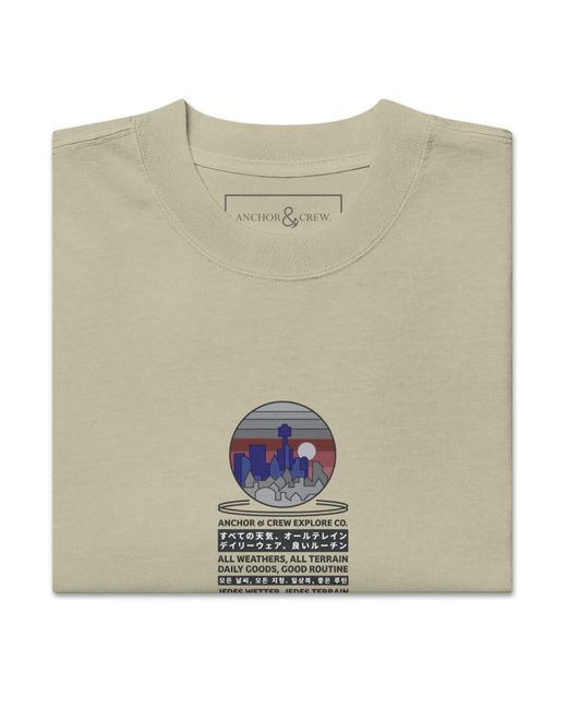 Anchor and Crew Natural Neutrals Faded Eucalyptus City Drive Explore Co. Oversized Cotton T-Shirt for men