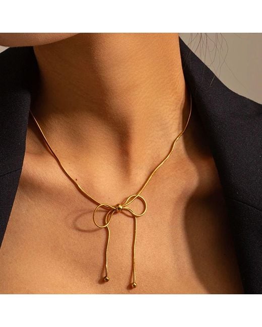 Olivia Le Metallic Bow Minimalist Necklace