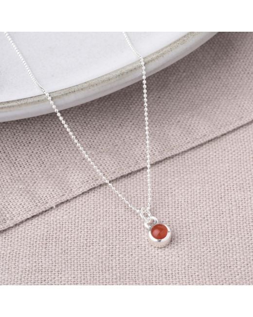 Nellou Jewellery Metallic Gem Dot Birthstone Necklace July Carnelian Sterling