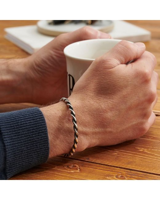 Posh Totty Designs Metallic Twisted Oxidised Sterling Cuff for men
