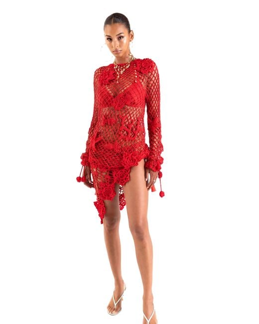 Andreeva Red Cherry Handmade Crochet Top & Cover-Up