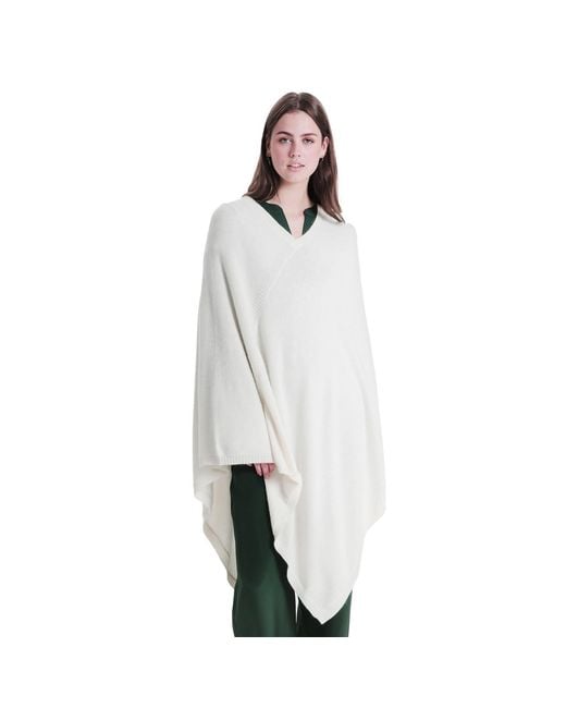 tirillm White Anine Big Cashmere Poncho- Off