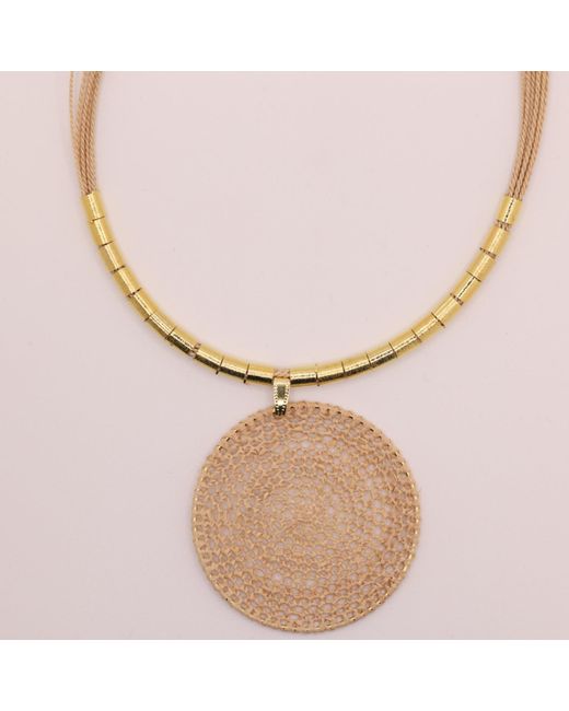 Nart Nature Making Art Metallic Neutrals The Dream Catcher Buriti Natural Fiber Necklace
