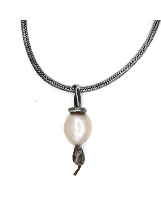 LEF jewelry Metallic Snake Chain With White Pearl Snake Pendant for men