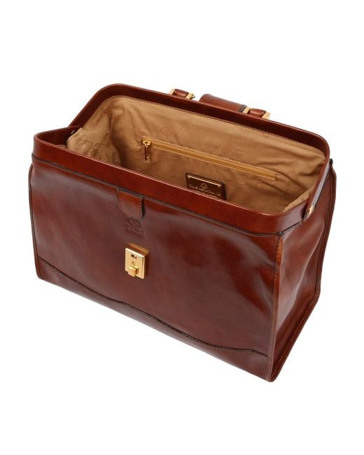 Time Resistance Brown Small Leather Doctor Bag For