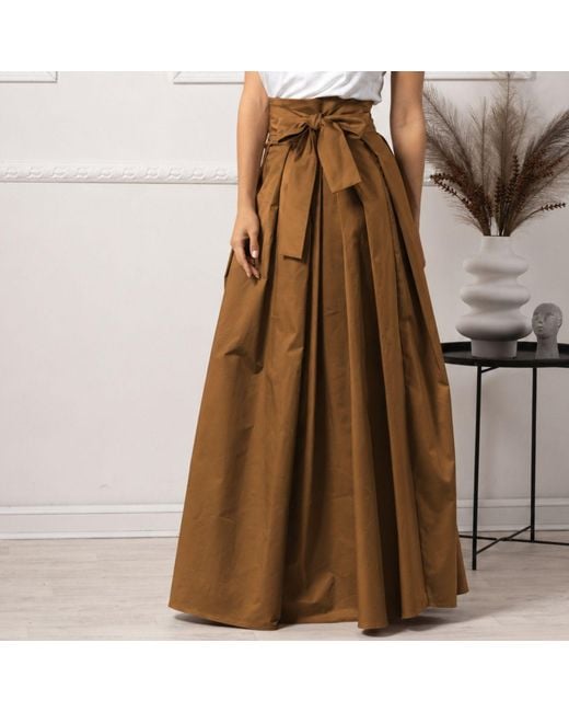 Nikka Place Brown Long Summer Cotton Skirt With High Waist