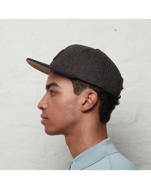Dasmarca Hats Blue Johnny Nailhead Tweed Wool Baseball Cap for men