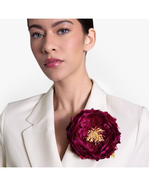 Helena Simon Red The Peony Floral Brooch
