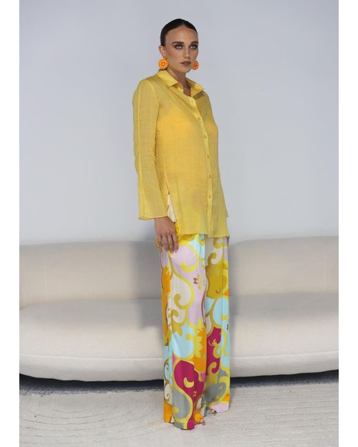 Why Mary Yellow Tuscan Sun Linen Shirt