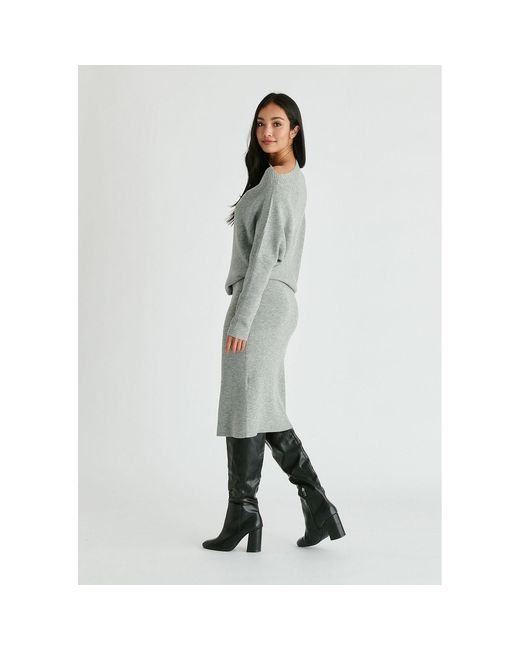 Paisie Gray Draped Knitted Dress
